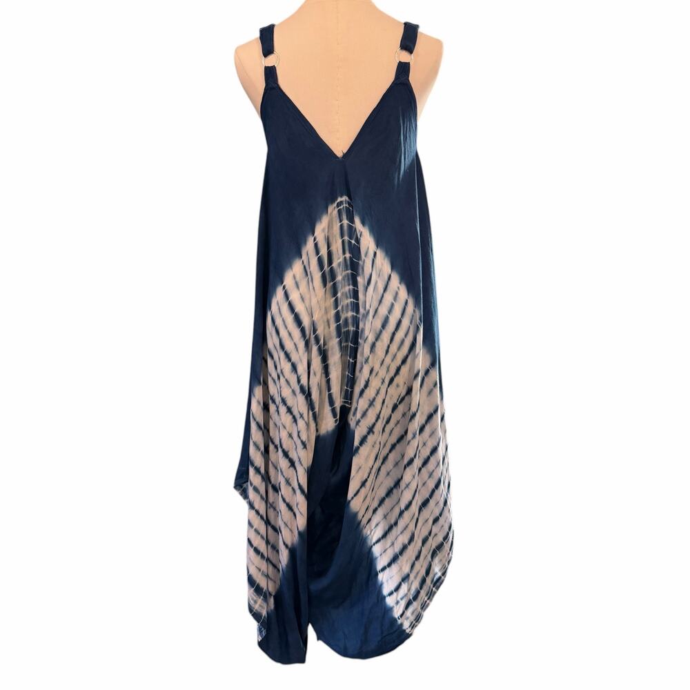 Shoreline Wear Indigo Blue Tie Dye Harem Jumpsuit Maxi Dress Boho Small 215624 - Picture 2 of 16